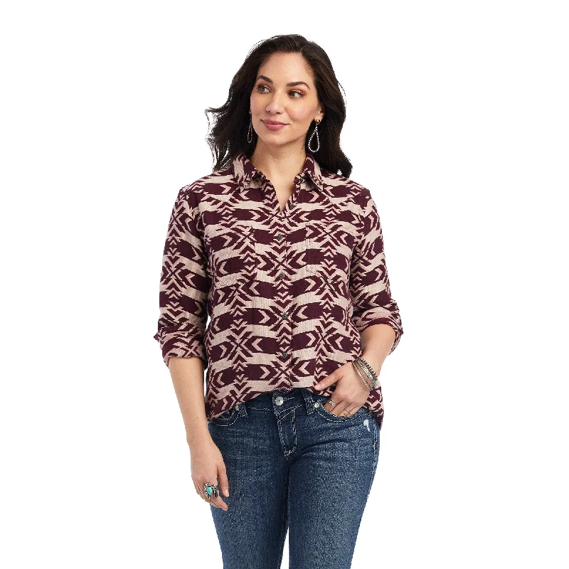 10041643 Ariat Wms Real Billie Jean L/S Shirt North Star Jacquard Comfortable Short Sleeve Tunic