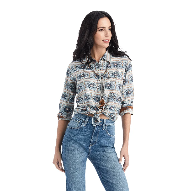 10042293 Ariat Women's Real Creekside snap LS Shirt Creekside Jacquard Relaxed Cotton Short Shirt