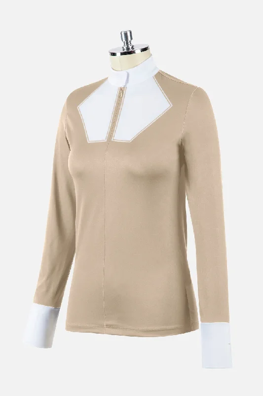 Animo Belford Womens Beige Long Sleeve Competition Shirt Fashionable Short Sleeve Vest Animo Belford Womens Beige Long Sleeve Competition Shirt Fashionable Short Sleeve Vest