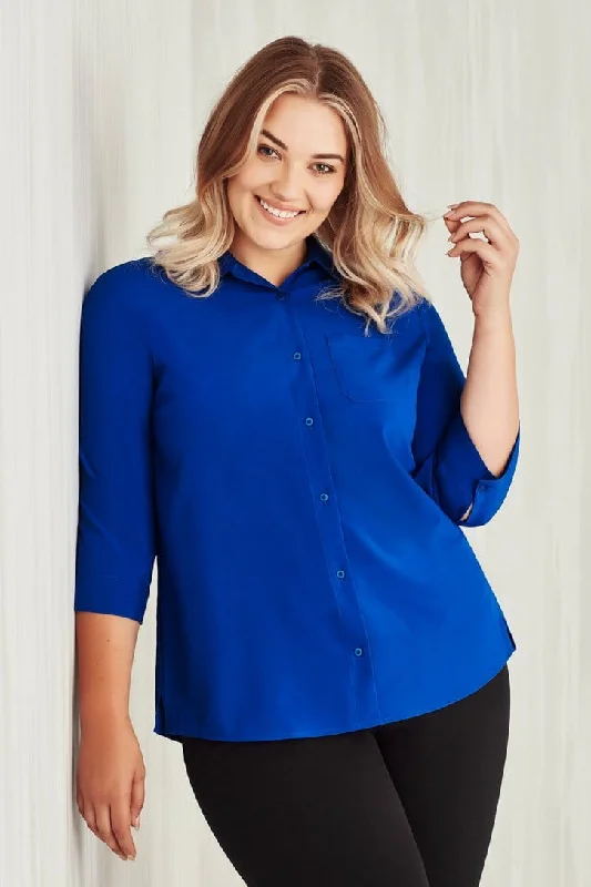 Biz Care Womens Florence 3/4 Sleeve Shirt CS951LT Comfortable Peplum Short Shirt