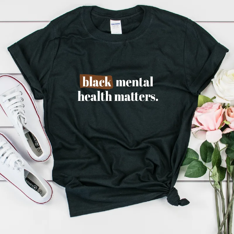 Black Mental Health Matters Shirt - Unisex Trendy Turtleneck Short Shirt