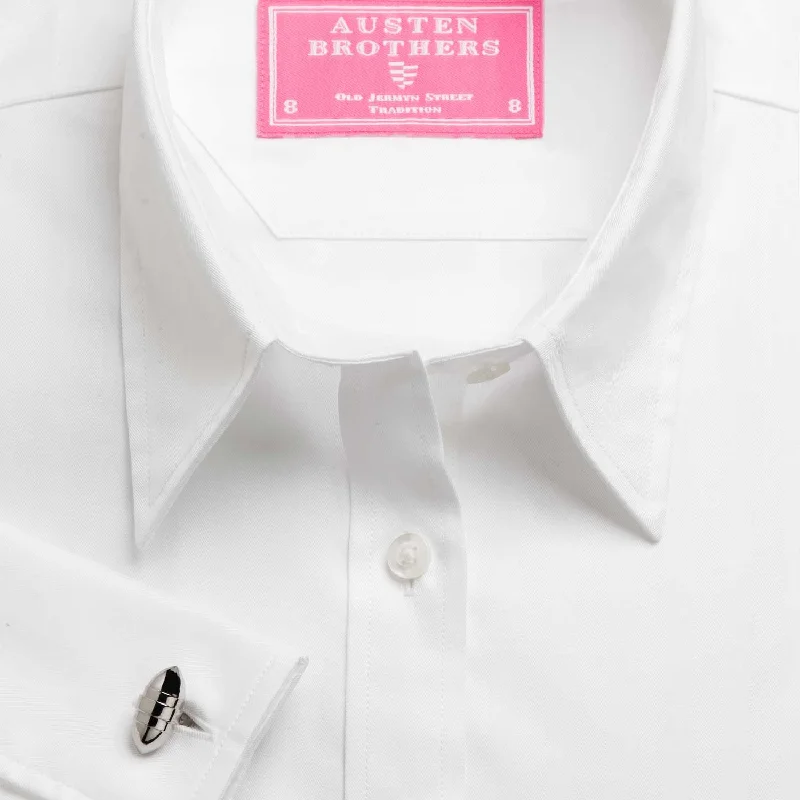 Made 2 Order- White Royal Herringbone Shirt Classic Casual Short Sleeve