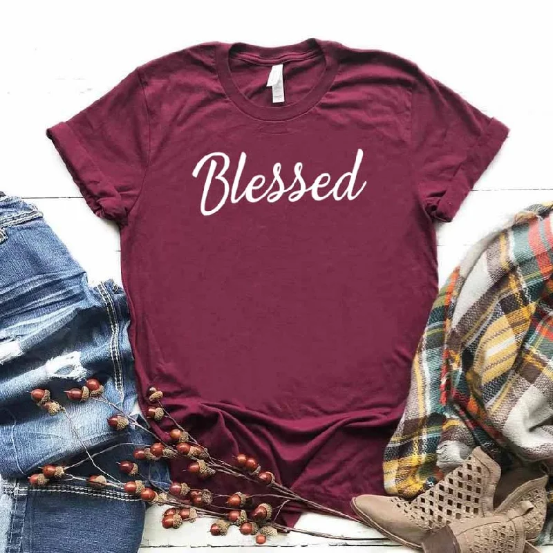 Blessed Letter Print T Shirt Women Short Sleeve O Neck Loose Tshirt 2020 Summer Fashion Women Tee Shirt Tops Fashionable Rounded Short Shirt Blessed Letter Print T Shirt Women Short Sleeve O Neck Loose Tshirt 2020 Summer Fashion Women Tee Shirt Tops Fashionable Rounded Short Shirt