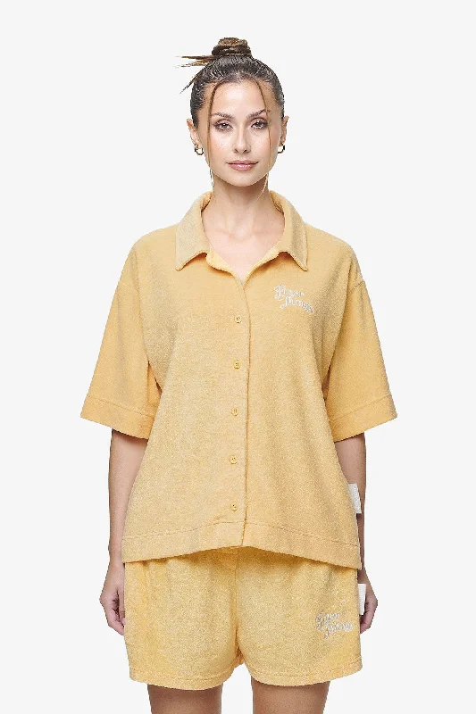 Cecina Frottee Overshirt Golden Sun Chic Embellished Short Sleeve