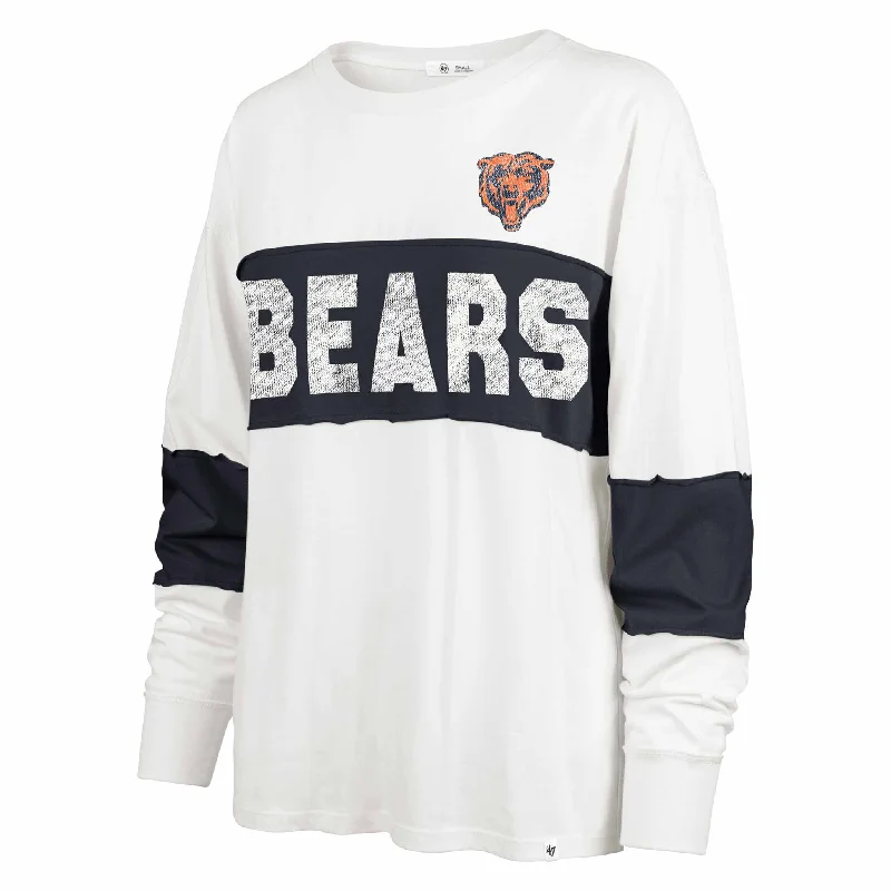 Chicago Bears 47 Brand Women's Sandstone Clubhouse Pride Taylor Longsleeve T Shirt Comfortable Graphic Short Sleeve Chicago Bears 47 Brand Women's Sandstone Clubhouse Pride Taylor Longsleeve T Shirt Comfortable Graphic Short Sleeve