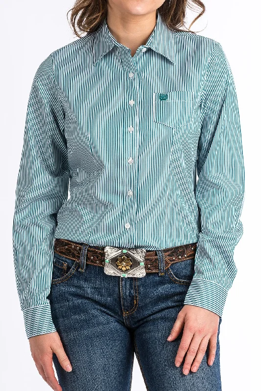 Cinch Ladies Teal and White Button Up L/S Shirt - MSW9164088 - On Sale Fashionable Sheer Short Shirt Cinch Ladies Teal and White Button Up L/S Shirt - MSW9164088 - On Sale Fashionable Sheer Short Shirt