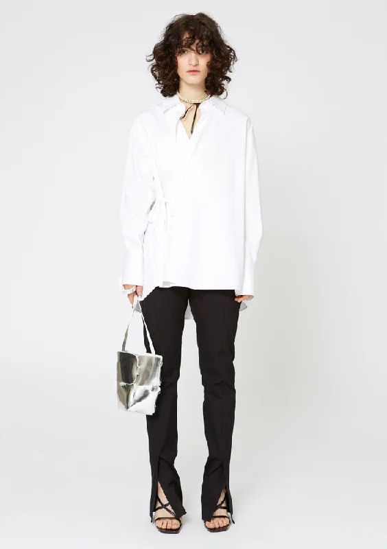 Trip Tie shirt - eggshell Casual Ruffle Short Shirt