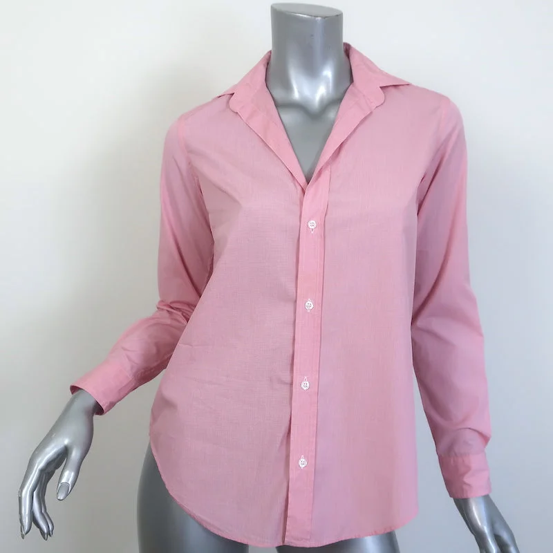 Frank & Eileen Frank Shirt Pink Micro Check Cotton Size Extra Extra Small Elegant Lace Short Sleeve Frank & Eileen Frank Shirt Pink Micro Check Cotton Size Extra Extra Small Elegant Lace Short Sleeve