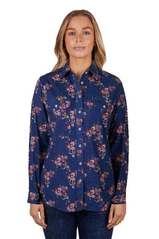 Hard Slog Ladies Belle Full Placket L/S Shirt - Navy - H4S2149042 Soft Flowing Short Shirt Hard Slog Ladies Belle Full Placket L/S Shirt - Navy - H4S2149042 Soft Flowing Short Shirt