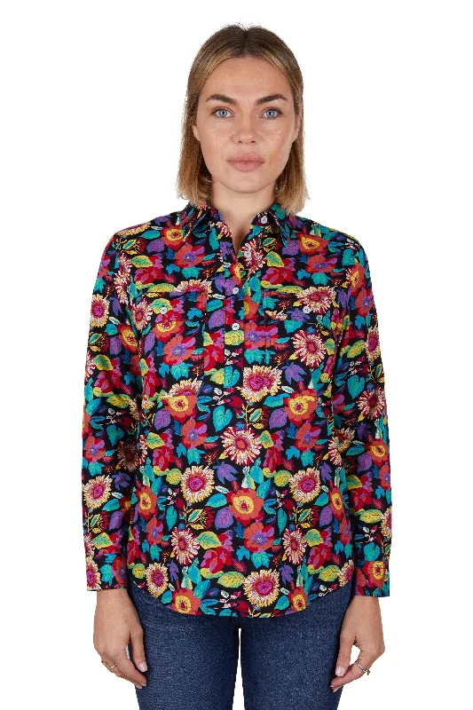 Hard Slog Ladies Elda Half Placket L/S Shirt - Multi - H4W2101207 Casual Boxy Short Shirt Hard Slog Ladies Elda Half Placket L/S Shirt - Multi - H4W2101207 Casual Boxy Short Shirt
