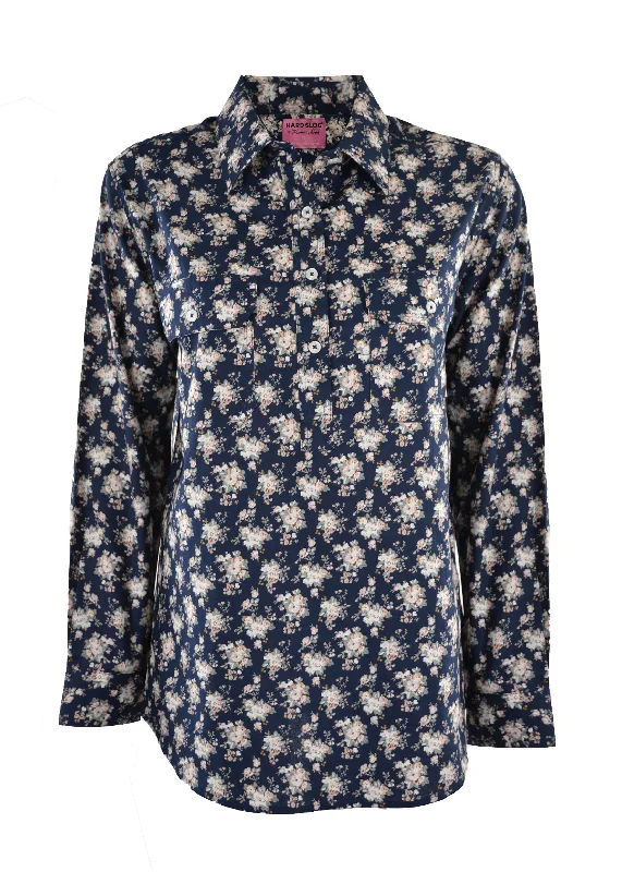 Hard Slog Ladies Print Half Placket L/S Shirt - Navy - H1S2101036 Classic Solid Short Shirt Hard Slog Ladies Print Half Placket L/S Shirt - Navy - H1S2101036 Classic Solid Short Shirt