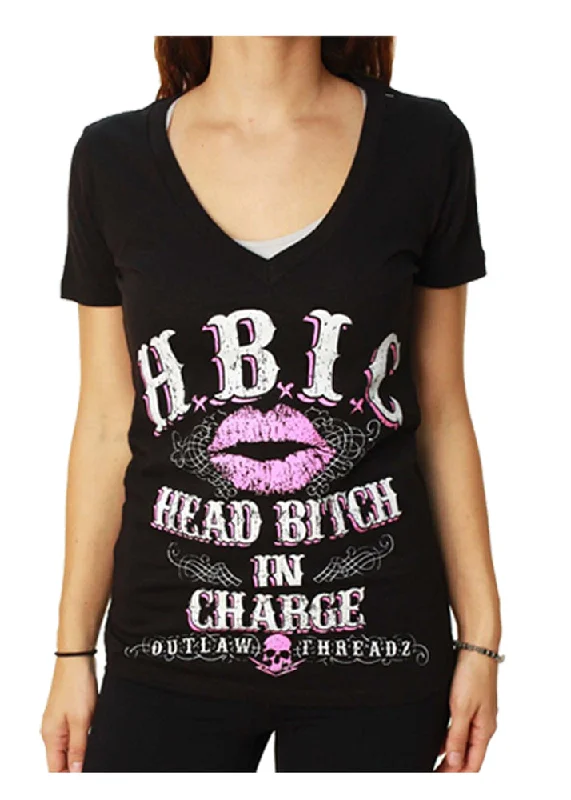 Head B In Charge Vneck Ladies Shirt Stylish Printed Short Shirt