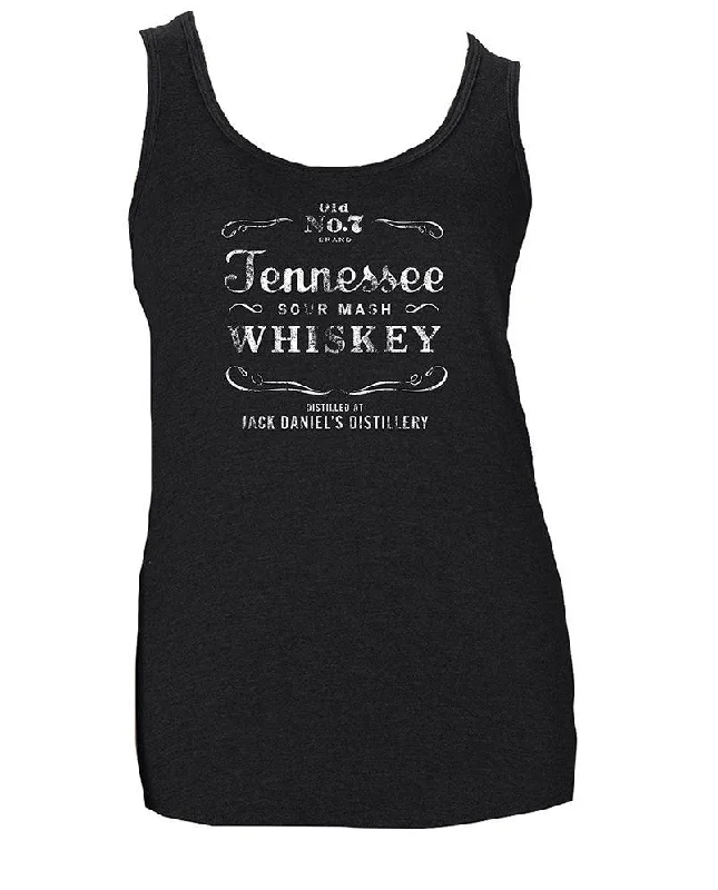 Jack Daniel's Ladies Black Tank W/ Tenn Whiskey Logo Front Shirt Relaxed Button-Down Short Shirt