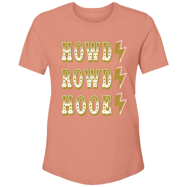 LADIES HOOEY "HOWDY" TERRACOTTA TSHIRT Elegant Off-Shoulder Short Shirt