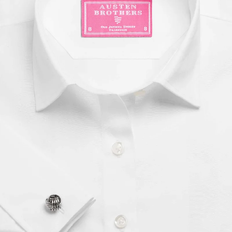 Made 2 Order - White Plain Poplin Shirt Stylish Casual Short Tee