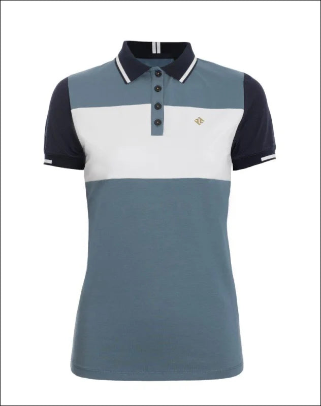 Pelosa Polo Shirt - Blue/White Trendy Turtleneck Short Shirt