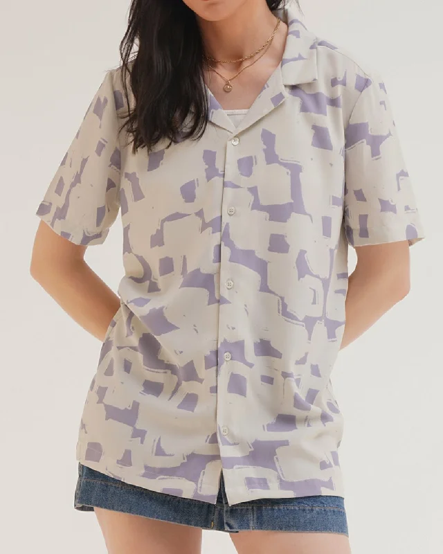 PRINTED BOYFRIEND SHIRT Fashionable Tied Short Sleeve