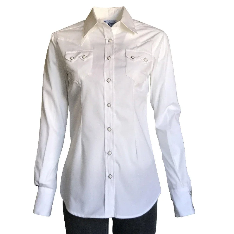 Rockmount Ranch Wear Womens White Sawtooth Pocket Western Shirt Casual Ruffle Short Shirt Rockmount Ranch Wear Womens White Sawtooth Pocket Western Shirt Casual Ruffle Short Shirt