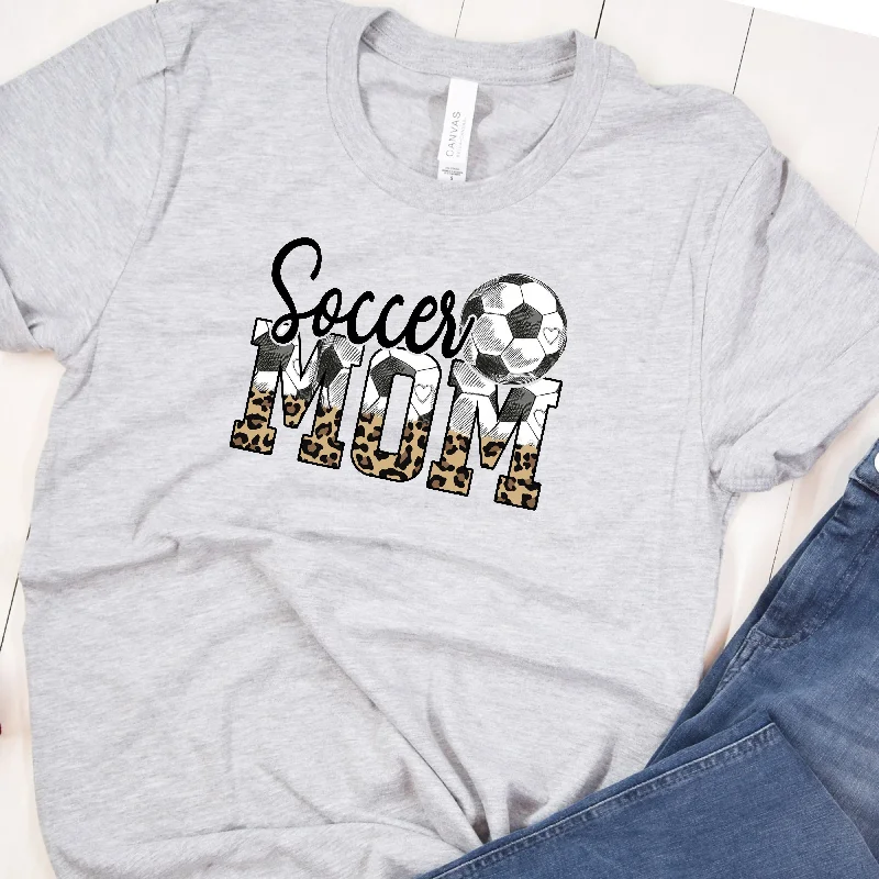 Soccer Mom Leopard Shirt | Sports Mom Tee Classic Cropped Short Sleeve