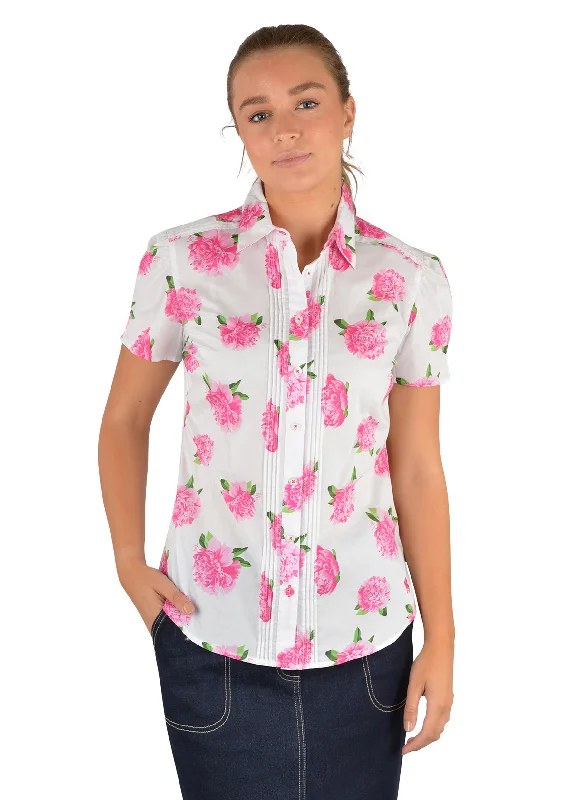 Thomas Cook Ladies Annie Pin Tuck Short Sleeve Shirt - T2S2113041 Elegant Draped Short Shirt Thomas Cook Ladies Annie Pin Tuck Short Sleeve Shirt - T2S2113041 Elegant Draped Short Shirt