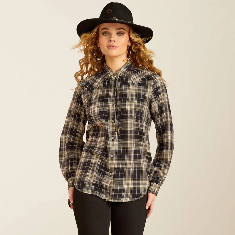 Billie Jean Western Shirt - Cheyenne Plaid Elegant Silk Short Shirt