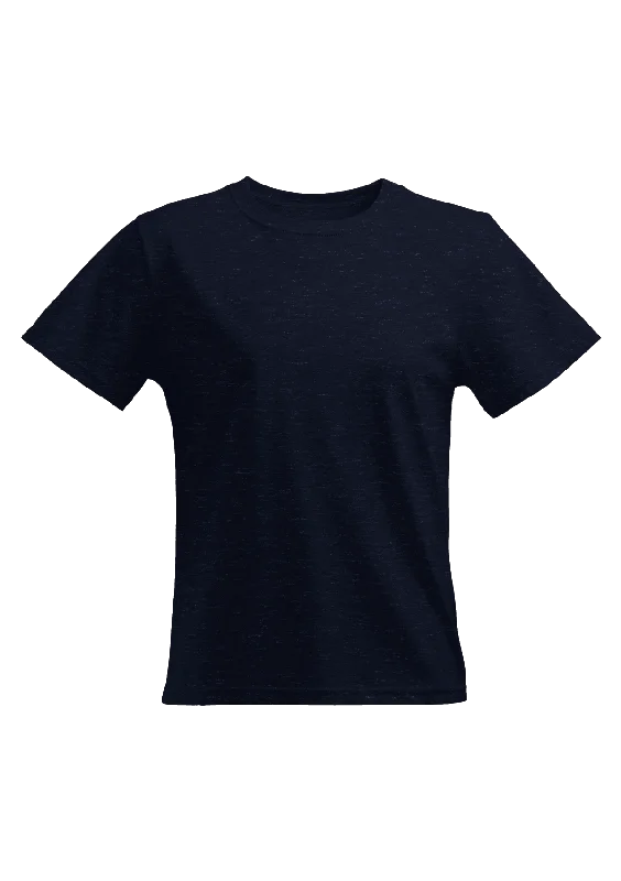 Perfect TShirt Co Women's Short Sleeve Crew Neck Heather Relax Fit in Navy Comfortable Flowing Short Sleeve