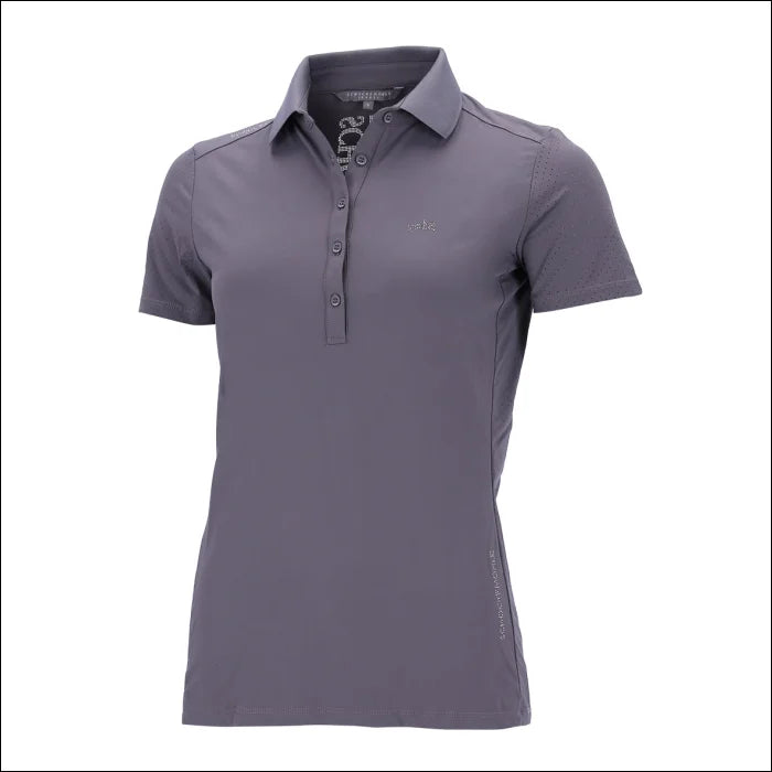 Womens SPMilla Style Polo Shirt Slate Grey Classic Button-Up Short Tee