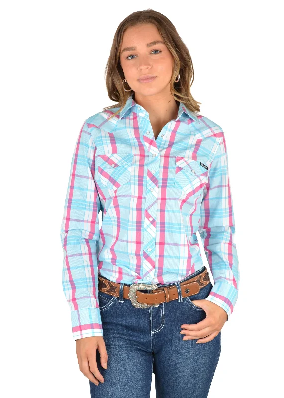 Wrangler Ladies Addabelle Check Western Long Sleeve Shirt - X2S2127873 - ON SALE Relaxed Fit Short Sleeve Top Wrangler Ladies Addabelle Check Western Long Sleeve Shirt - X2S2127873 - ON SALE Relaxed Fit Short Sleeve Top