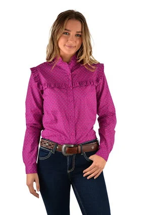 Wrangler Ladies Nikka Frill L/S Shirt- X2W2135777 - ON SALE Comfortable Flowing Short Sleeve Wrangler Ladies Nikka Frill L/S Shirt- X2W2135777 - ON SALE Comfortable Flowing Short Sleeve