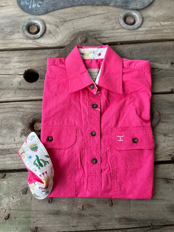 WWLS2387 Just Country Women's Jahna Hot Pink/White Llamas Workshirt Trendy Floral Print Tee