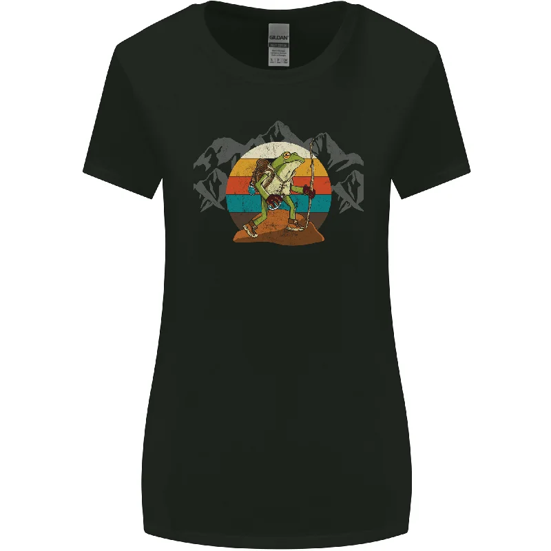 A Frog Hiking in the Mountains Trekking Womens Wider Cut T-Shirt Machine Wash Dry Clean Hand Wash
