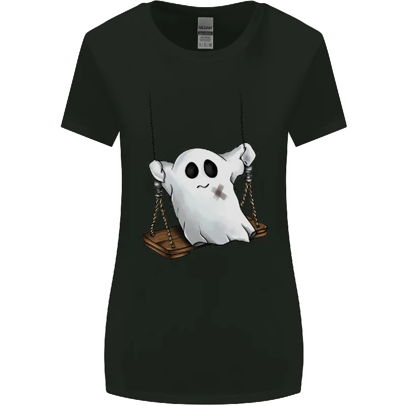 A Ghost on a Swing Halloween Funny Spirit Womens Wider Cut T-Shirt Collared T-Shirt Boat Neck A-Line A Ghost on a Swing Halloween Funny Spirit Womens Wider Cut T-Shirt Collared T-Shirt Boat Neck A-Line