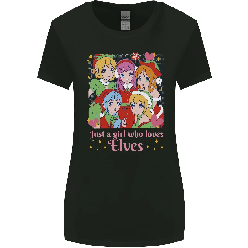 A Girl Who Loves Elves Christmas Anime Xmas Womens Wider Cut T-Shirt Chenille Blend Fleece Blend Nylon Blend