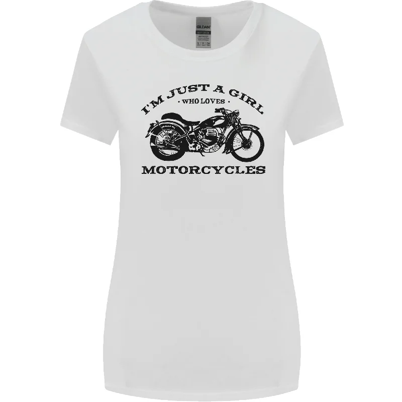 A Girl Who Loves Motorcycles Biker Womens Wider Cut T-Shirt Elasticated Padded Insulated