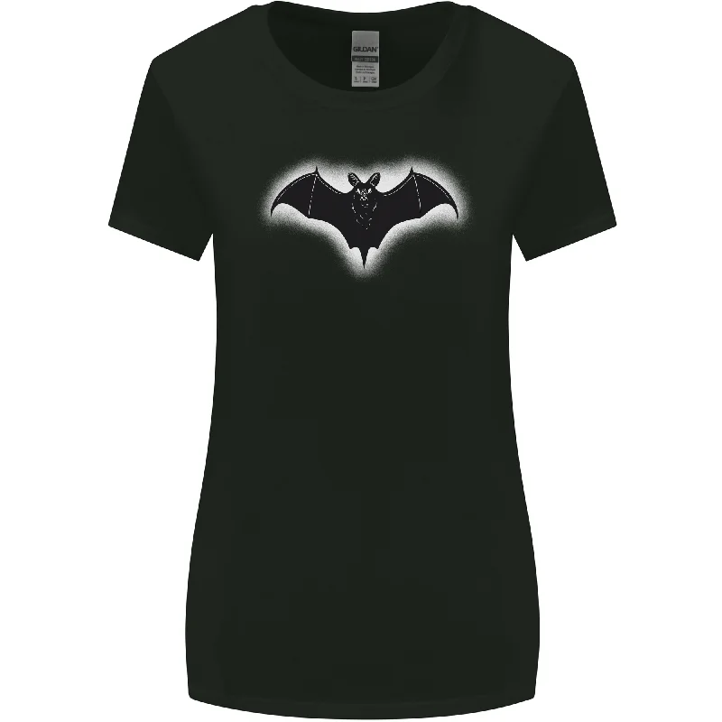 A Glowing Bat Vampires Halloween Womens Wider Cut T-Shirt Hooded Caped Shawl Collar