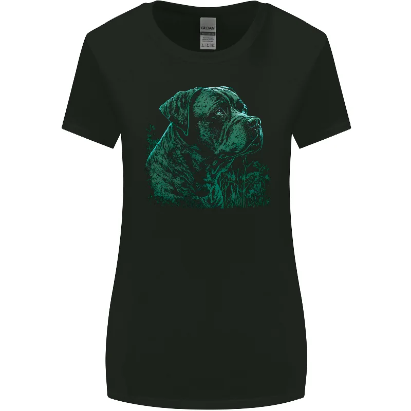 A Green Cane Corso Dog Womens Wider Cut T-Shirt Notch Collar Peter Pan Collar Cowl Neck