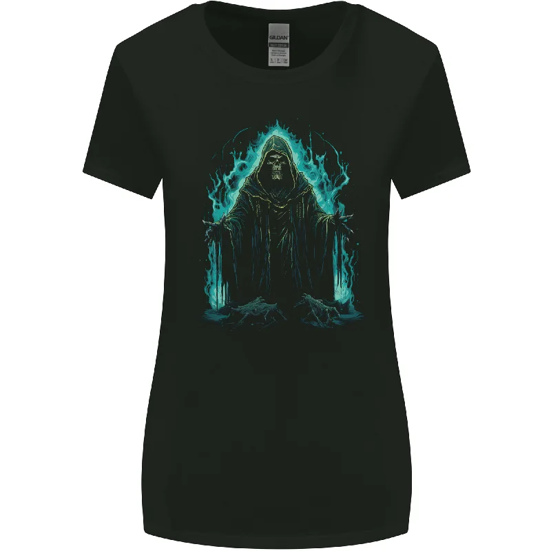 A Green Grim Reaper Womens Wider Cut T-Shirt Wool Fabric Cashmere Fabric Tweed Fabric