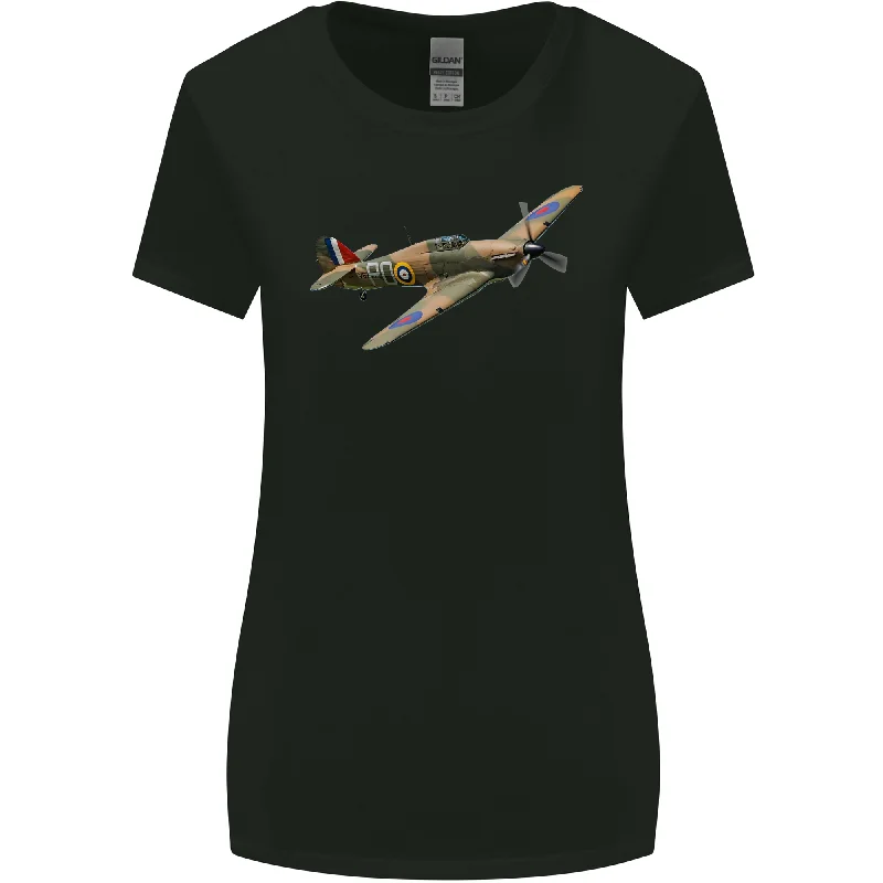 A Hawker Hurricane Flying Solo Womens Wider Cut T-Shirt Wool Fabric Cashmere Fabric Tweed Fabric