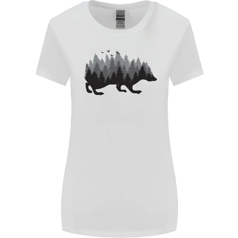 A Hedgehog Depicting a Forest Womens Wider Cut T-Shirt Houndstooth Herringbone Solid