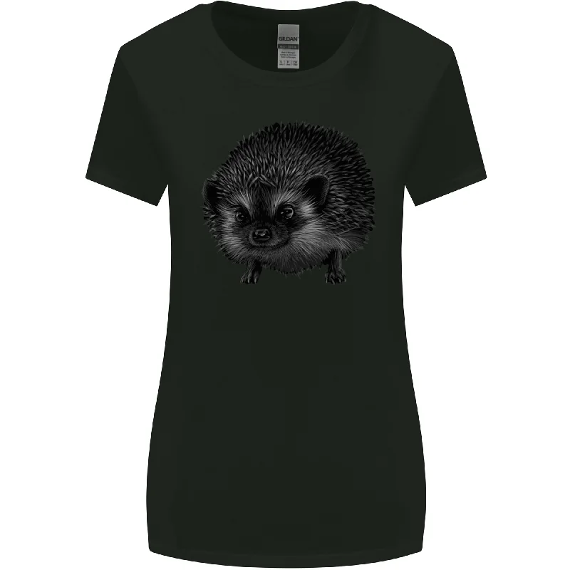 A Hedgehog Drawing Womens Wider Cut T-Shirt Thin T-Shirt Open Front Quick Dry