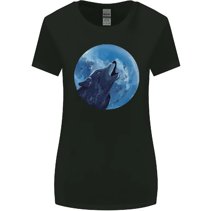 A Howling Wolf Full Moon Werewolves Womens Wider Cut T-Shirt Anti-Pilling Machine Wash Handmade