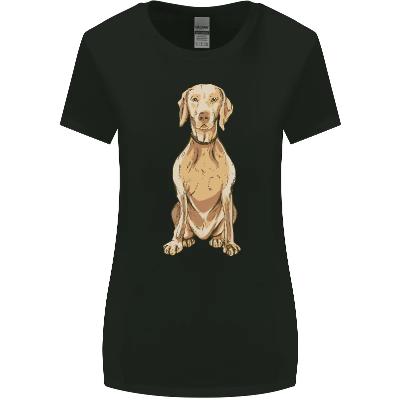 A Hungarian Vizsla Posing Dog Womens Wider Cut T-Shirt Rayon Fabric Velvet Fabric Corduroy Fabric