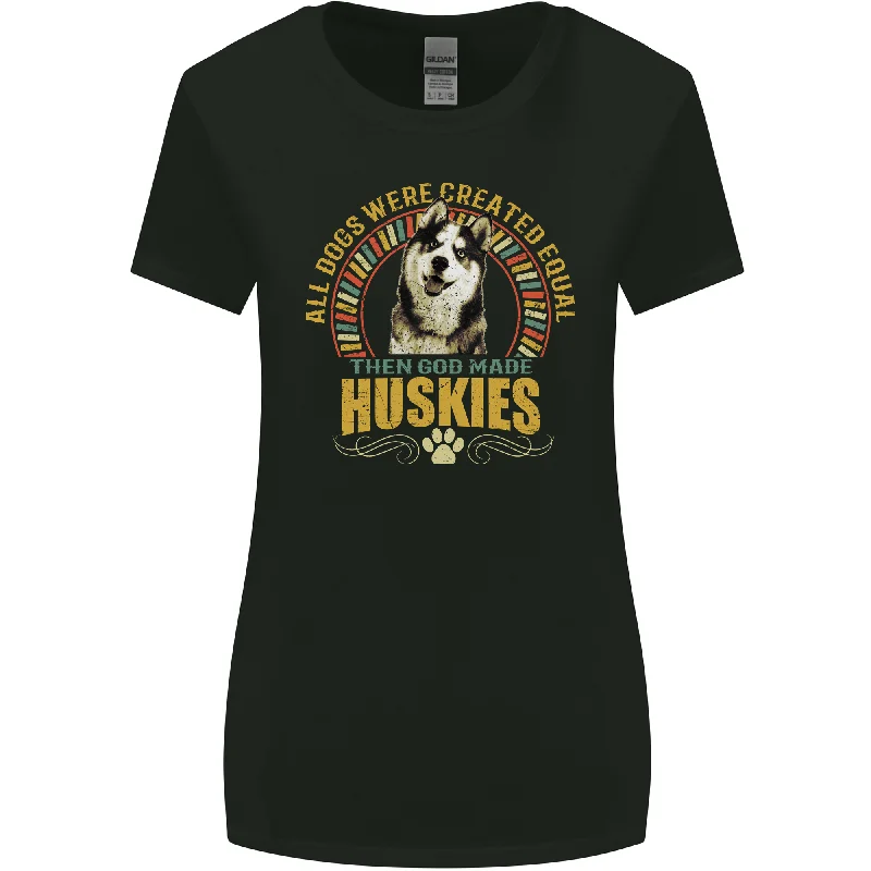 A Huskies Dog Womens Wider Cut T-Shirt Terry Blend Velvet Blend Canvas Blend