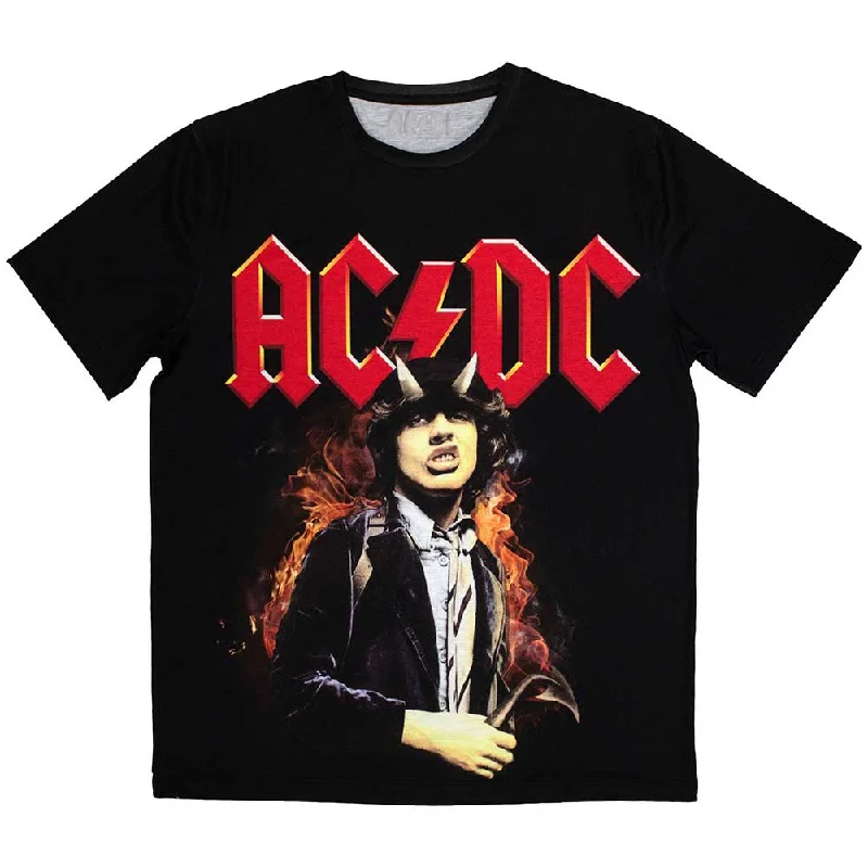 AC/DC | Official Band Sublimation T-Shirt | Angus Highway To Hell Thin T-Shirt Open Front Quick Dry