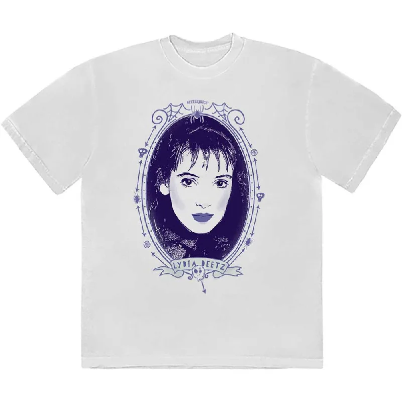 Warner Bros | Official Band T-Shirt | Beetlejuice Lydia Deetz Framed Collared T-Shirt Boat Neck A-Line