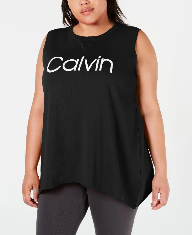 Calvin Klein Performance Plus Size Sleeveless T-Shirt Seamless Knitted Crochet