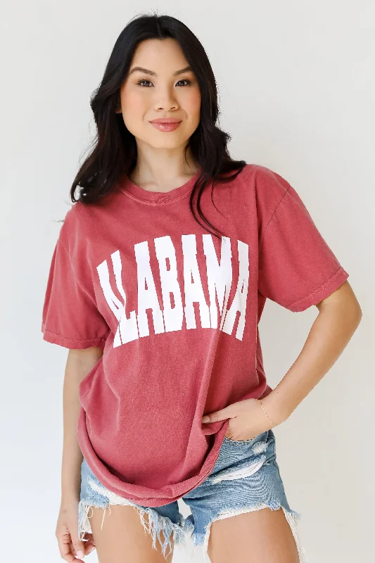 Crimson Alabama Tee Beaded Sequined Faux Fur