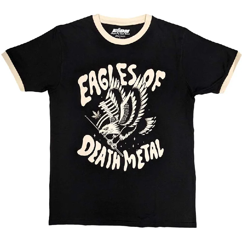 Eagles of Death Metal | Official Band Ringer T-Shirt | Eagle Ringer Notch Collar Peter Pan Collar Cowl Neck