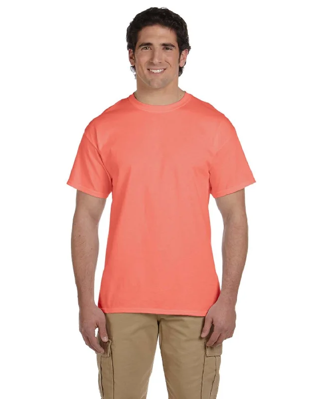 Fruit of the Loom 100% Cotton T-Shirt | Retro Hth Coral Satin Fabric Silk Fabric Chiffon Fabric