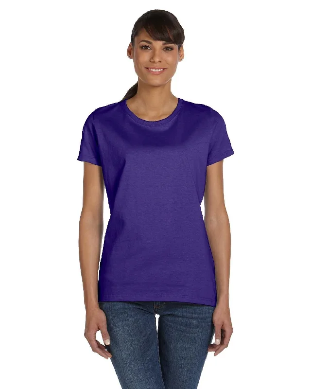 Fruit of the Loom Ladies Heavy Cotton T-Shirt | Purple Seamless Knitted Crochet